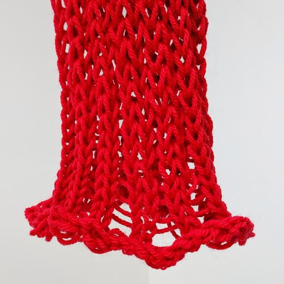 Handmade Grunge Lightweight Ribbed Distressed Knitted Red Scarf - Picture 4 of 4